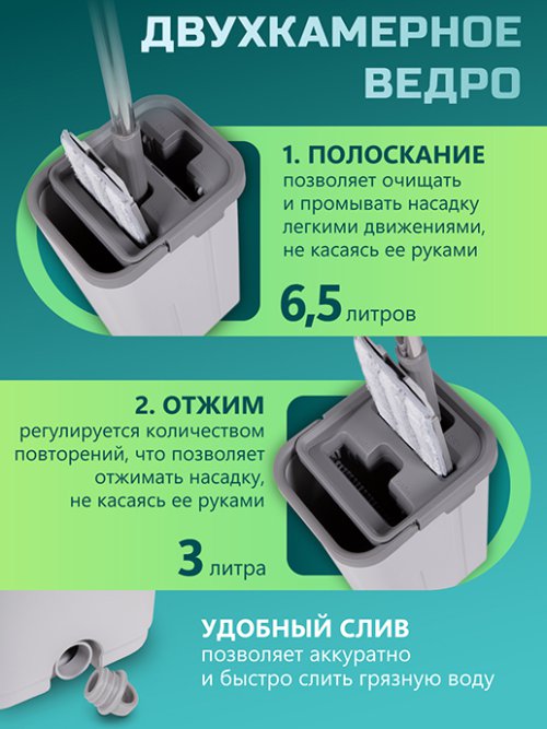 Швабра с отжимом и ведром Master Clean, фото 5 из 48