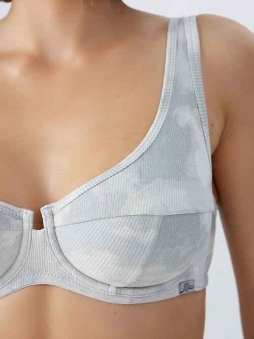 Бюстгальтер женский серый с эффектом тай-дай, фото 5 из 21