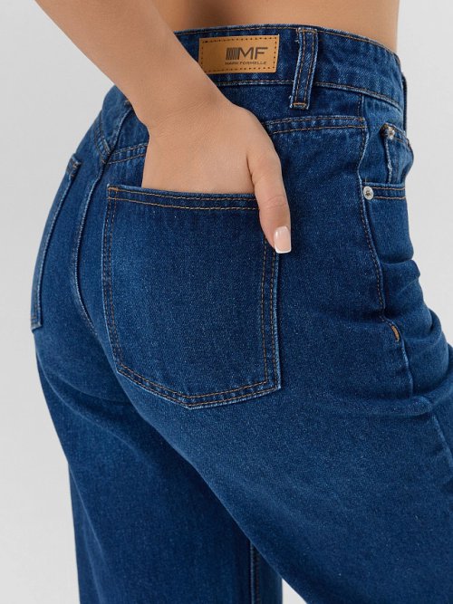 Джинсы женские wide leg темно-синие со средней посадкой, фото 6 из 14