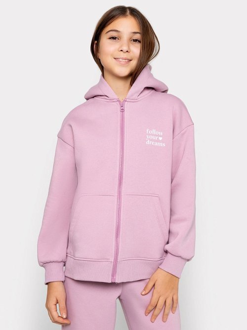 Жакет для девочек фиолетовый с печатью, фото 1 из 5