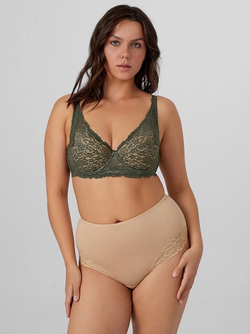 Бюстгальтер женский зеленый с кружевом, фото 2 из 21