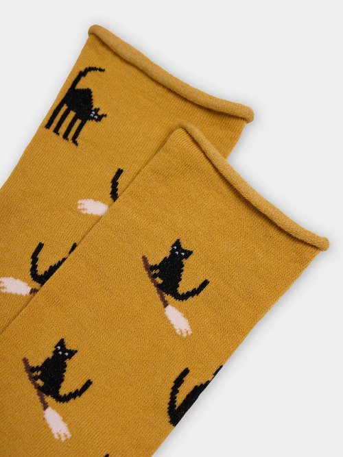Носки женские оранжевые с принтом котов, фото 7 из 7