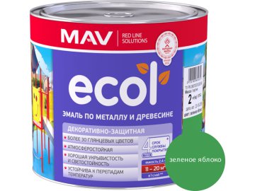 Эмаль ECOL по металлу и древесине (ПФ-115) зеленое яблоко глянцевая  2,4л (2 кг)