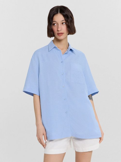 Рубашка женская голубая, фото 1 из 5