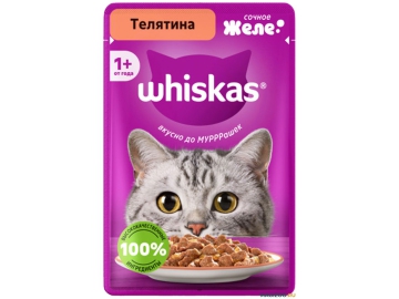 Пауч Whiskas для взрослых кошек, желе с телятиной, 75 г