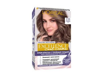Крем-краска для волос L'OREAL Excellence Cool Crème с тройным уходом, тон 7.11, 255 г