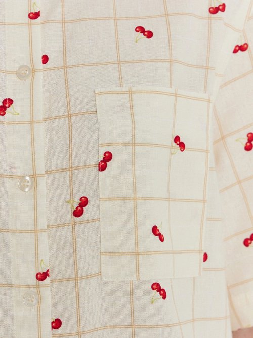 Рубашка женская бежевая в клетку, фото 5 из 6