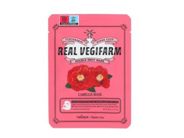 Тканевая маска для лица FORTHESKIN Super Food Real Vegifarm Double Shot Mask - Camellia с экстрактом камелии