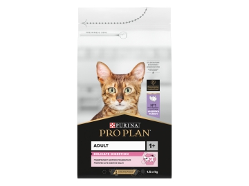 Корм Purina Pro Plan для взрослых кошек с чувствительным пищеварением с высоким содержанием индейки, DELICATE DIGESTION, 1,5 кг