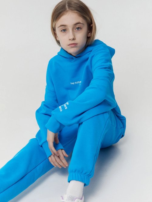 Анорак для девочек в голубом цвете с печатью, фото 1 из 17