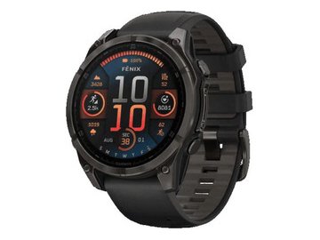 Умные часы Garmin Fenix 8 Sapphire, Titanium 47мм (угольно-черный DLC, пепельно-черный силиконовый ремешок)
