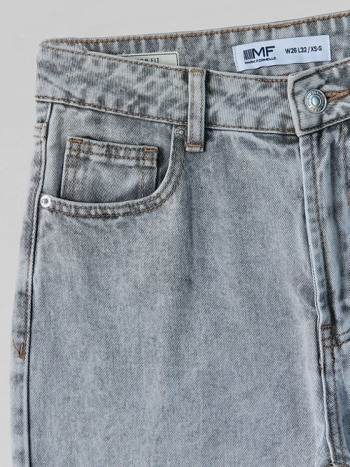 Джинсы женские серые mom fit с высокой посадкой, фото 6 из 8