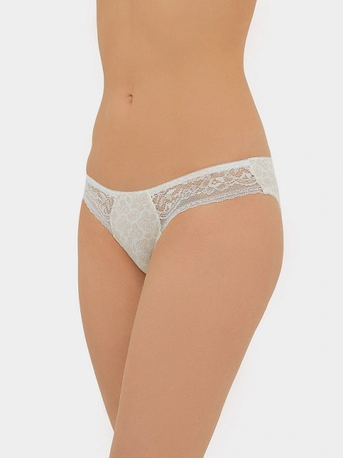 Трусы женские слипы молочно-бежевые с цветочками, фото 2 из 5