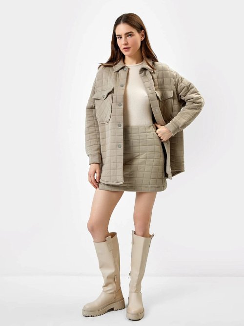 Юбка женская стеганая в сером цвете, фото 2 из 5