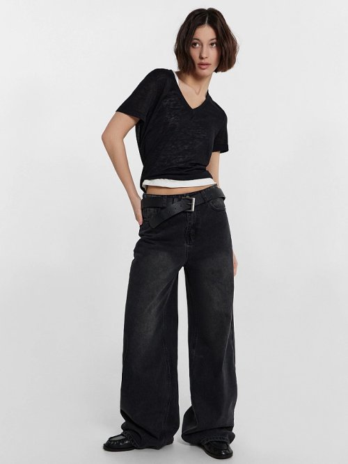 Джинсы женские Wide leg fit серые, фото 1 из 28