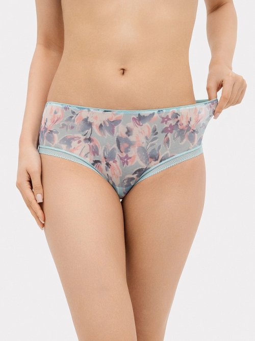 Трусы женские шорты мятно-зеленые с крупными цветами, фото 4 из 18