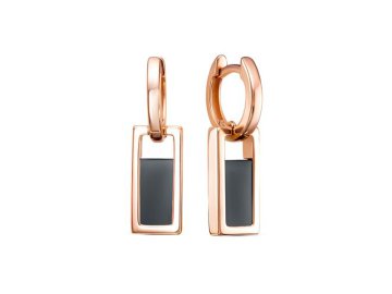 Серьги длинные Berger, красное золото 585 проба, вставка оникс