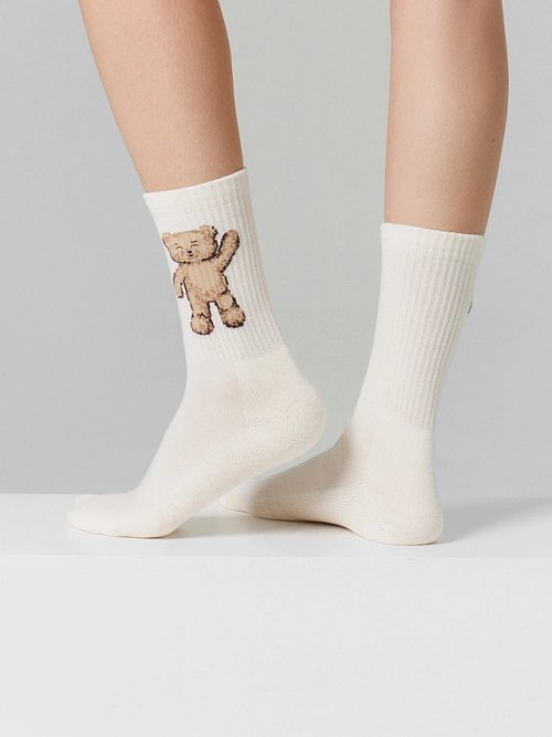 Носки женские кремовые с изображением медвежат в наборе, 3 пары, фото 2 из 15