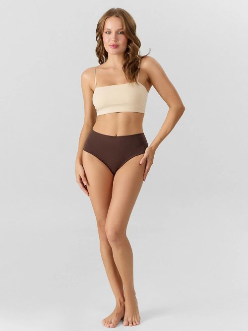 Трусы женские с высокой посадкой коричневые, фото 6 из 8