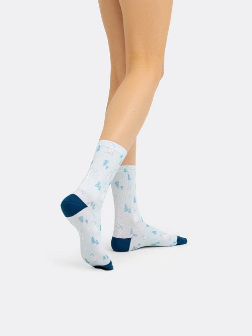 Носки женские белые с рисунком в виде медведей, фото 2 из 4