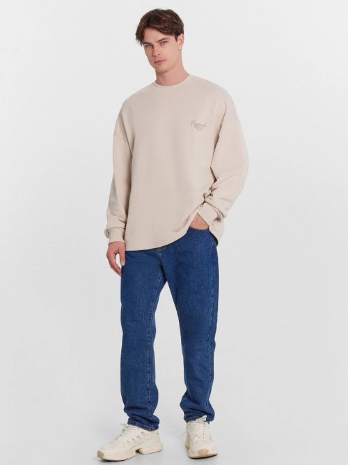 Свитшот мужской бежевый с печатью, фото 4 из 7