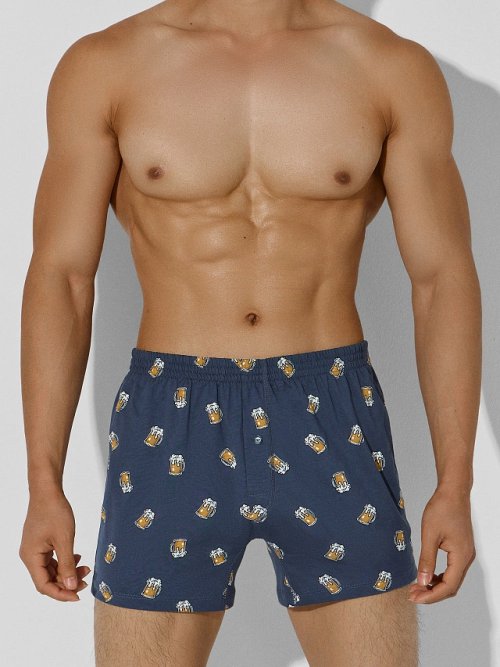 Трусы шорты мужские синие с узором, фото 1 из 21