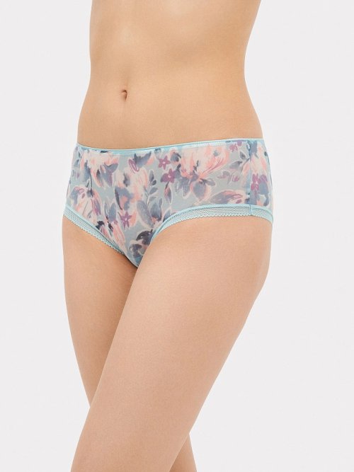 Трусы женские шорты мятно-зеленые с крупными цветами, фото 3 из 18