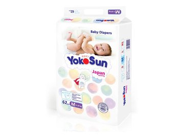 Подгузники YokoSun На липучках M 5-10 кг (62 шт)