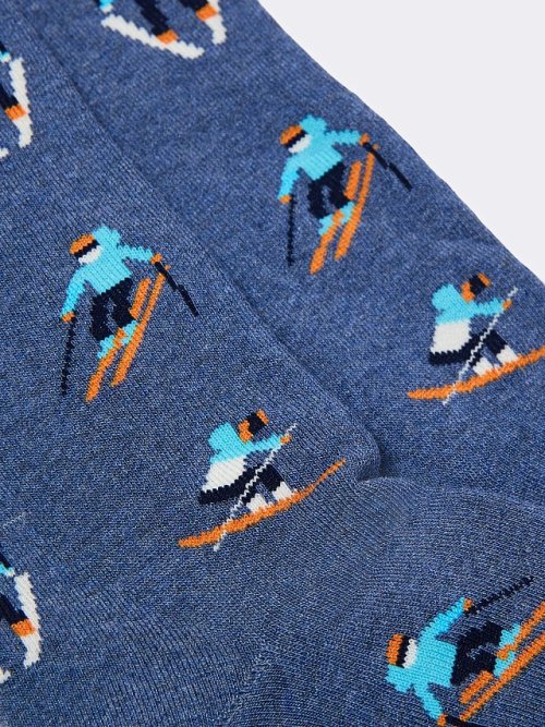 Высокие мужские носки с махровой стопой в оттенке "светло-джинсовый меланж", фото 4 из 8