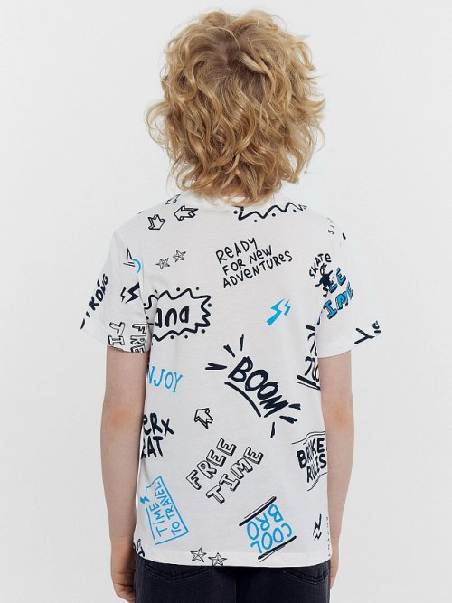 Футболка для мальчиков мультипак (2 шт.) в лазурном и голубом цвете с печатью, фото 3 из 7