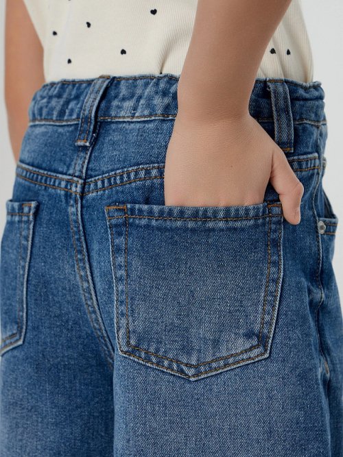 Джинсы для девочек синие wide leg, фото 6 из 18