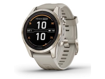 Garmin Fenix 7S Pro Sapphire Solar 42 мм (бежевый корпус/песочный ремешок)