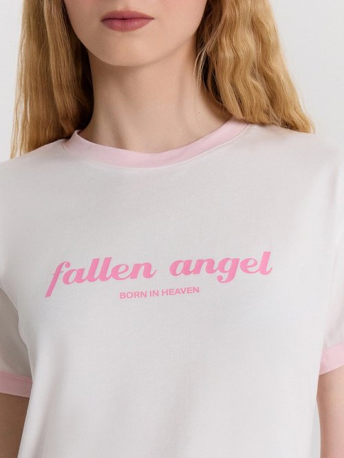 Футболка женская белая с надписью "Fallen angel", фото 5 из 30