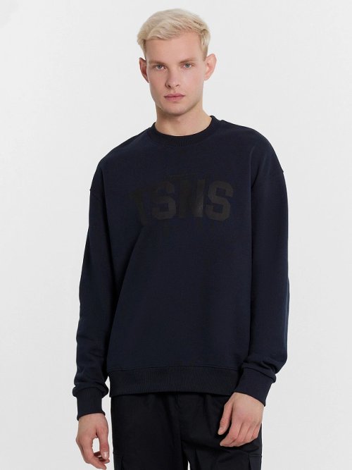 Свитшот мужской синий с печатью, фото 2 из 5