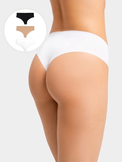 Трусы бразилиана женские бесшовные в наборе, 3 шт, фото 1 из 15