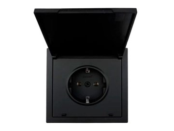 Розетка Lezard Zima 1-гнездн с/з б/ш с/кр без рамки черный 704-4288-123BQC