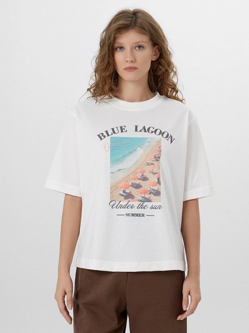Футболка женская белая с принтом "blue lagoon", фото 1 из 35