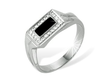 Кольцо печатка Efremov, серебро 925 проба, вставка фианит