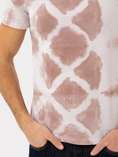 Футболка мужская коричневая в технике тай-дай, фото 5 из 7