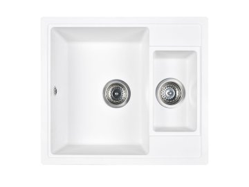 Мойка из каменной крошки WISENT WQ580-28 (вайт) 580x510 две чаши без сифона