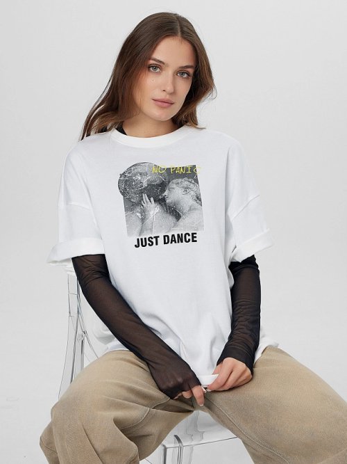 Футболка женская с надписью "No panic. Just dance", фото 9 из 45