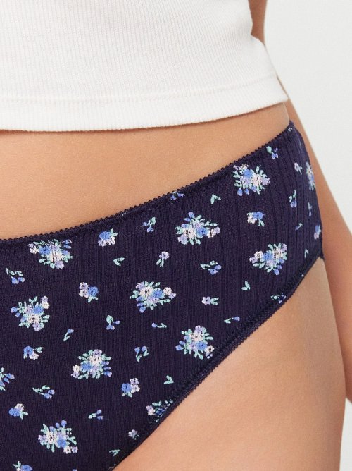 Трусы слипы женские синие с цветочным принтом, фото 6 из 24