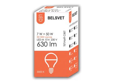 Светодиодная лампа Belsvet LED-M G45 7W 3000 K E14