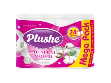 Бумага туалетная Plushe Premium Aroma Pearl & Cotton 3сл 24рул в Минске Ома