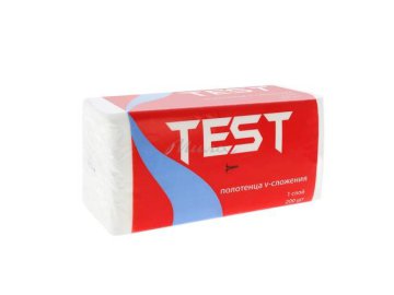 Полотенца бумажные TEST однослойные V-сложения, 200 шт