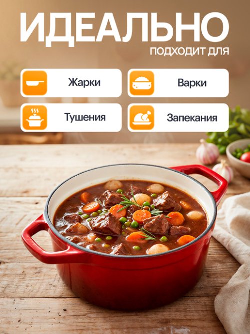 Кокотница чугунная эмалированная Minipot, 500 мл, фото 4 из 57