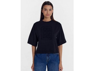 Джемпер женский черный с декором в виде кружева Марк Формель