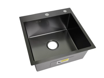 Мойка кухонная RENE 500x500мм с дозатором и коландером (графит) RN5050BD