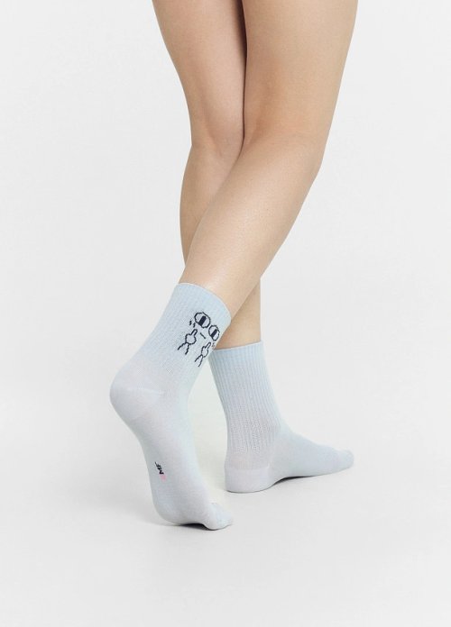 Носки женские серые с рисунком в виде мордочки, фото 2 из 4