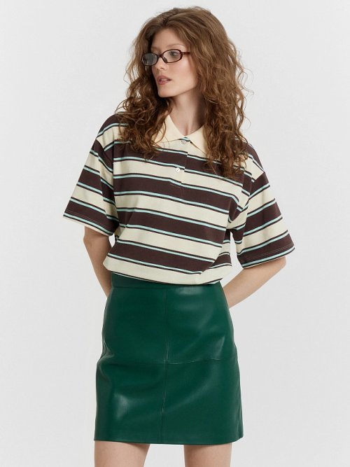 Юбка женская зеленая кожаная, фото 6 из 6